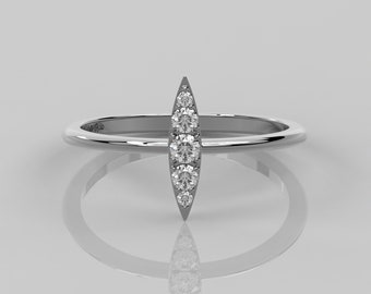 0.15 Ct Natural Diamond Ring / 14k Solid Gold Statement Ring / Marquise Shape Ring / Women's Thin Diamond Ring / Unique Ring Gift For Her