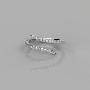 0.53Ct Lab Diamond Open Wrap Ring for Women / 14k Solid Gold Stackable Ring for Bride / Open Spiral Ring Gift for her /Twisted Band Gap Ring