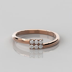 0.12 Ct Natural Diamond Bypass Ring For Women / 14k Solid Gold Promise Ring / Overlap Diamond Ring / Diamond Cross Over Ring / Spiral Ring 14K Rose Gold