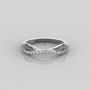 0.34 Ct Natural Diamond Curve Wedding Band / 14k Solid Gold Promise Ring / Twist Half Eternity Ring for Women / Diamond Infinity Ring