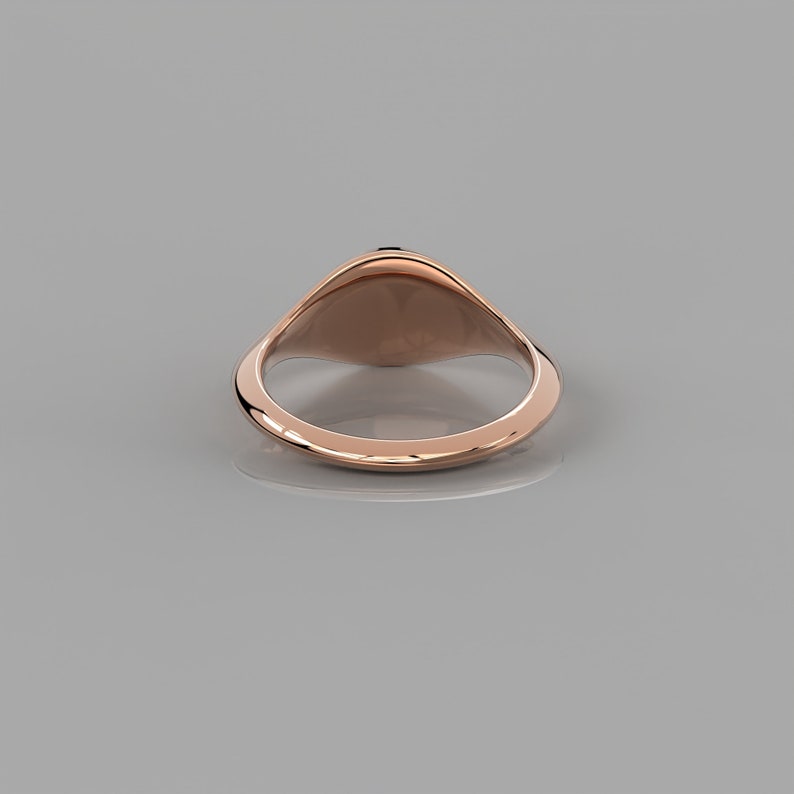 14K Solid Gold Signet Ring For Women / Plain Gold Pinky Statement Ring For Bride / Elegant Ring Gift For Special Occasion image 9