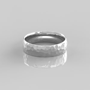 10K - 14K Solid Gold Hammered Wedding Band / Unisex Wedding Band Ring / 5mm Stylish Flat Wedding Band / Bold Elegant Ring For Christmas