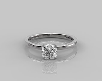 1.25Ct Solitaire Cushion Diamond Ring for Her / 14K Solid Gold Lab Diamond Ring for Women / Classic Engagement Ring / Solitaire Promise Ring