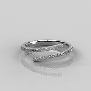 0.43 Ct Diamond Open Wrap Ring for Women / 14k Solid Gold Stackable Ring for Bride / Open Spiral Ring Gift for her / Twisted Band Gap Ring