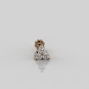 Perno da naso con perno a vite sul retro, diamante naturale a taglio rotondo da 0,03 ct, perno da naso in oro giallo 18 carati, perno da naso con diamante, perno da naso per lei