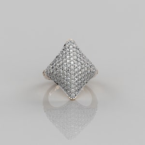 1.64 Ct Natural Diamond Statement Ring / 14k Solid Gold Pave Diamond Dome Ring / Petite Pave Diamond Ring For Women / Stylish Ring Gift