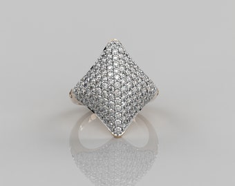 1,64 ct naturalny pierścionek z diamentem / 14-karatowy solidny złoty pierścionek z brylantową kopułą / mały pierścionek z brylantem dla kobiet / stylowy pierścionek na prezent