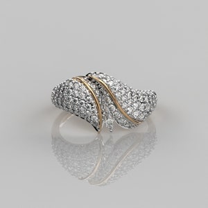 0.71Ct Natural Diamond Statement Ring / 14k Solid Gold Pave Diamond Cocktail Ring / Pave Diamond Chunky Ring For Women / Beautiful Ring Gift
