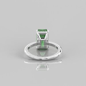 5Ct Emerald Solitaire Engagement Ring For Bride / 12 x7 mm Elongated Emerald Ring / Sterling Silver Emerald CZ Ring / Luxury Ring For Her image 8