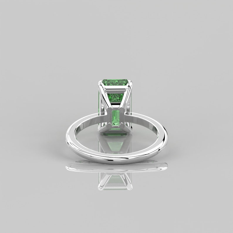 5Ct Emerald Solitaire Engagement Ring For Bride / 12 x7 mm Elongated Emerald Ring / Sterling Silver Emerald CZ Ring / Luxury Ring For Her image 8