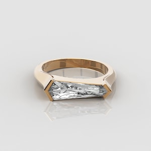 4.1Ct Tie Cut Diamond Ring Women • 14K Solid Gold Kite Diamond Ring • Sterling Silver Solitaire Ring • Engagement Ring Bride • Fancy CZ Ring