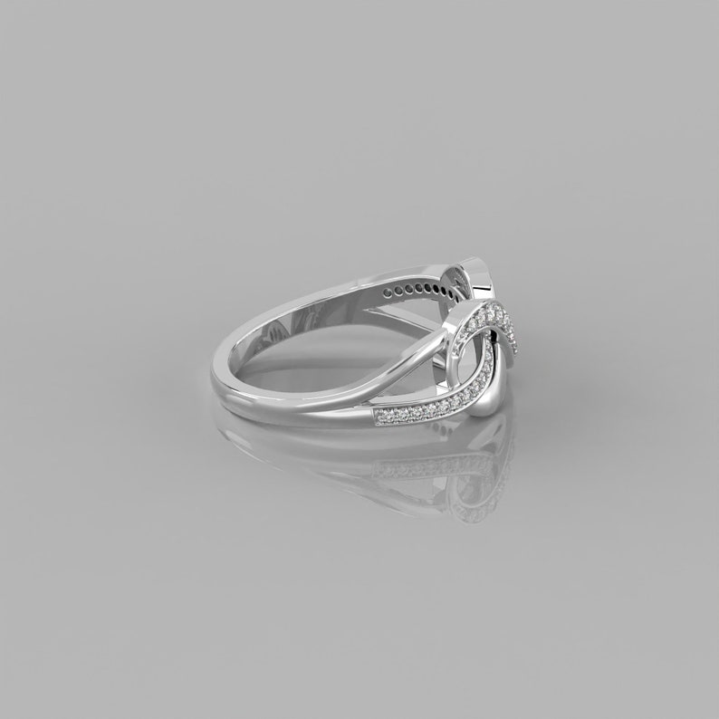 0.19Ct Natürlicher Diamant Versprechen Ring / 14k Solid Gold Unendlichkeit Ring / Jubiläum Ring / Twist Halb Eternity Ring / Pave Schleife Ring / Knoten Ring Bild 6