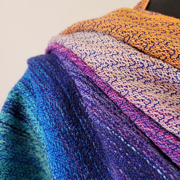 Colorful Handwoven Hand Dyed Shawl - Special Occasion Shawl - Cotton Shawl