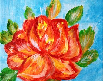 Red Rose Painting Etsy