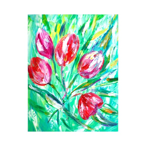 Tulips Painting Spring Flowers Painting Original Art Acrylic popular Painting Gift for Mom Stretched Canvas 12 by18” by MagicalPaintings25