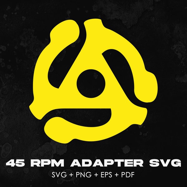 45 rpm Adapter Svg png eps pdf, Yellow 45 record music vinyl adapter