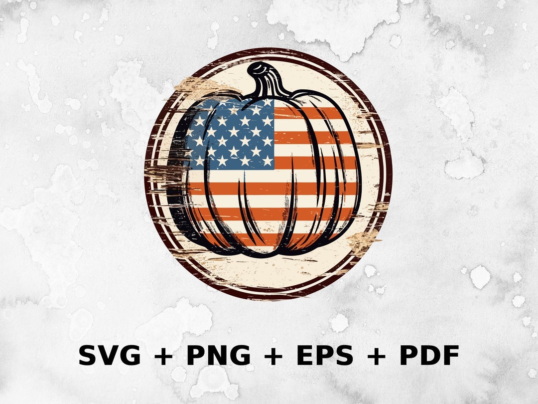 American Flag Pumpkin SVG PNG Eps, Commercial Use Clipart Vector