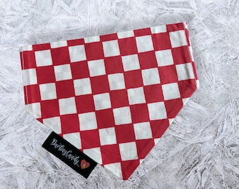 Personalizable Croatia Dog Scarf | Hrvatska | Croatian | Red Checkers | Checkered | Dog Bandana