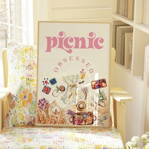 Pink Picnic Print / Cute Coquette Poster / Aesthetic Girly Decor