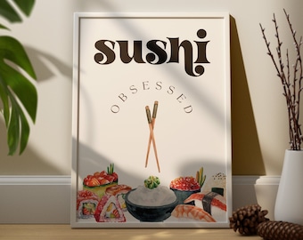 Lámina de arte de pared de cocina obsesionada con el sushi