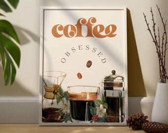 Arte mural de café: Impresión de cocina "Coffee Obsessed"