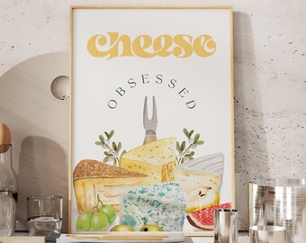 Lámina de arte de pared de cocina obsesionada con el queso