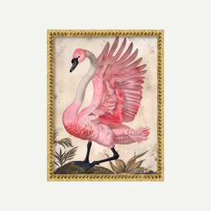 Eclectic Pink Swan Print | Funky Swan Poster | Maximalist Animal Art