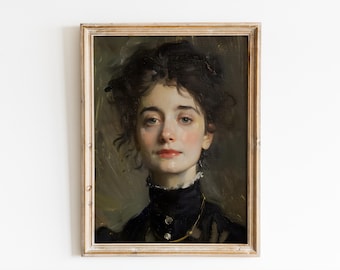Vintage Portrait Art Classical Oil Painting Print, Victorian Romantic Feminine Fine Art