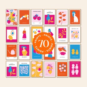 MEGA BUNDLE Vibrant 70 Art Prints | Eclectic Dopamine Wall Art | Maximalist Abstract Poster Set