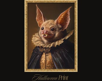 Victorian Vampire Bat Portrait – Gothic Anthropomorphic Halloween Wall Art