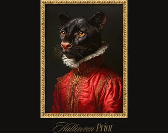 Victorian Panther Wall Art – Gothic Black Panther Portrait Print