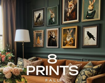 Dark Academia Animal Portrait Gallery – Gothic Vintage Wall Art Set