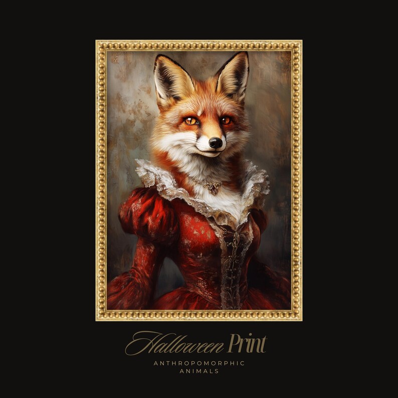Victorian Fox Portrait – Gothic Halloween Wall Art - Etsy
