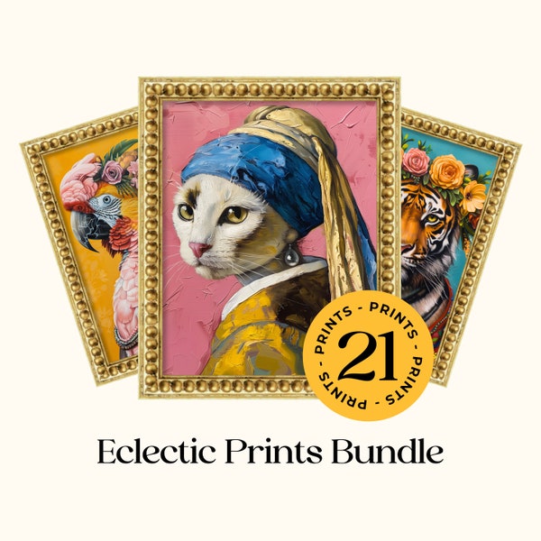 Eclectic Bundle SET | Funky Animal Prints | Maximalist Museum Gallery Wall