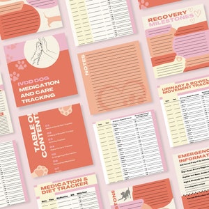 IVDD Dog Medication and Care Tracker Book, dog medication tracker, dog care journal, dog health tracker, IVDD Care Guide, ivdd guide, ivdd