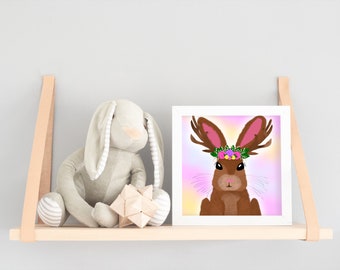 Jackalope Nursery Art Print, Fairy Tale Illustration (Digital Download)