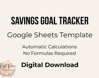 Savings Goal Tracker | Google Sheets Savings Tracker | Automatic Calculations | Digital Download