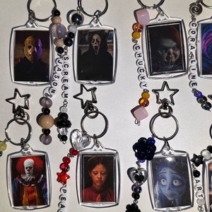 Horror Movie Themed Keychains | horror movie halloween fall scary terror thriller custom keychains accessories gift purse
