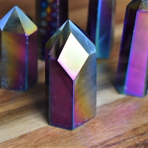 Titanium Aura Quartz | Aura Quartz Wand | Titanium Quartz | Crystal Tower | Crystal Point | Metaphysical Decor