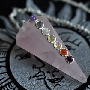 Rose Quartz Crystal Pendulum | Dowsing Pendulum | Gemstone Point | Scrying Divination Pendulum | Metaphysical Decor | Chakra Healing | Gift