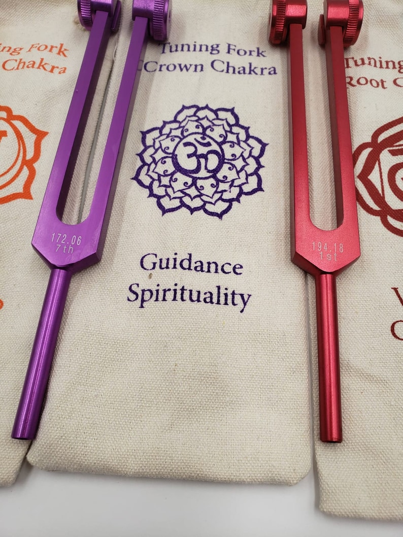 Chakra Tuning Fork Set of 8 COLOR WEIGHTED Healing with Etsy
