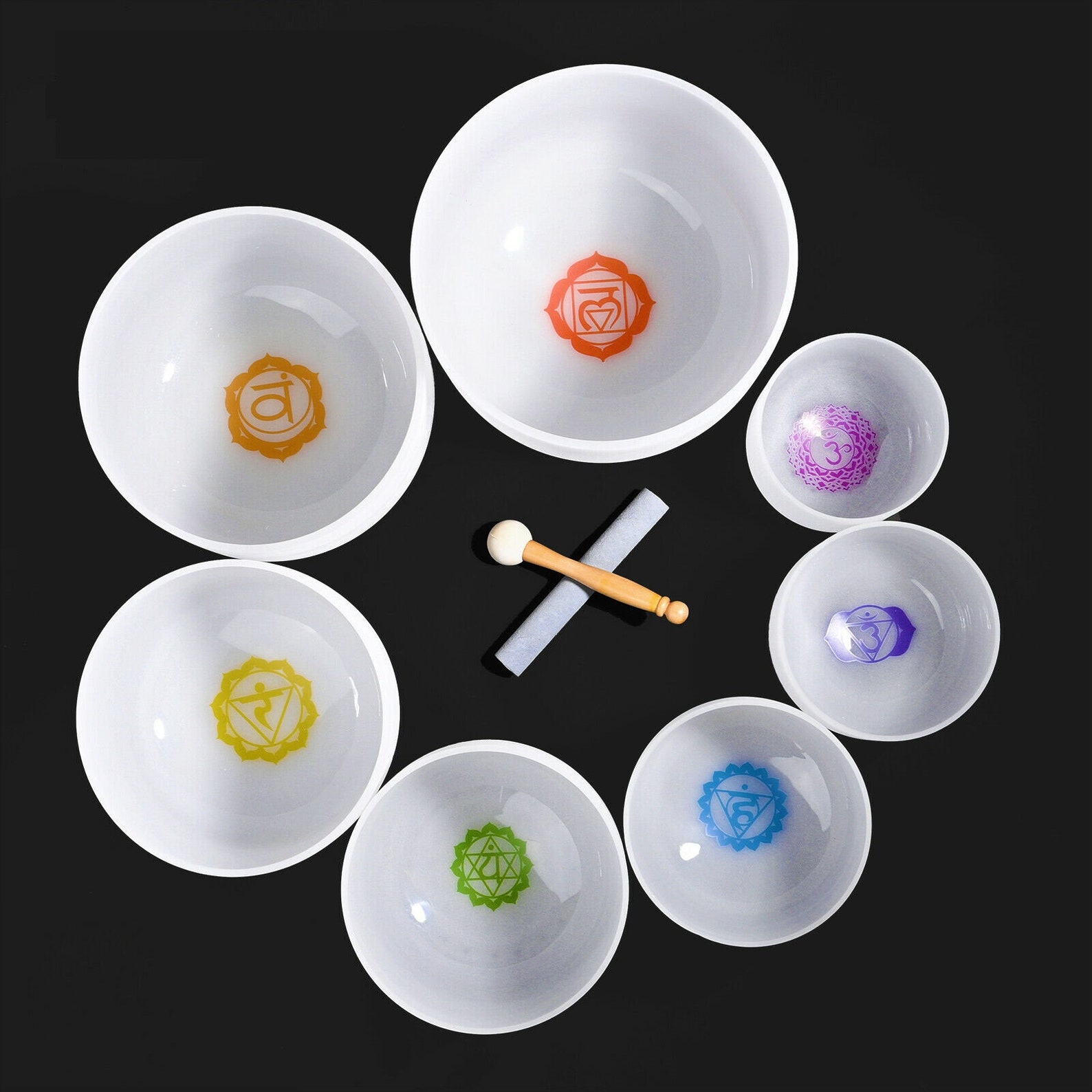 Chakra Healing Quartz Crystal Frosted Singing Bowl 7 Set Size Etsy