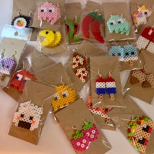 Assorted 8-Bit Perler Earrings