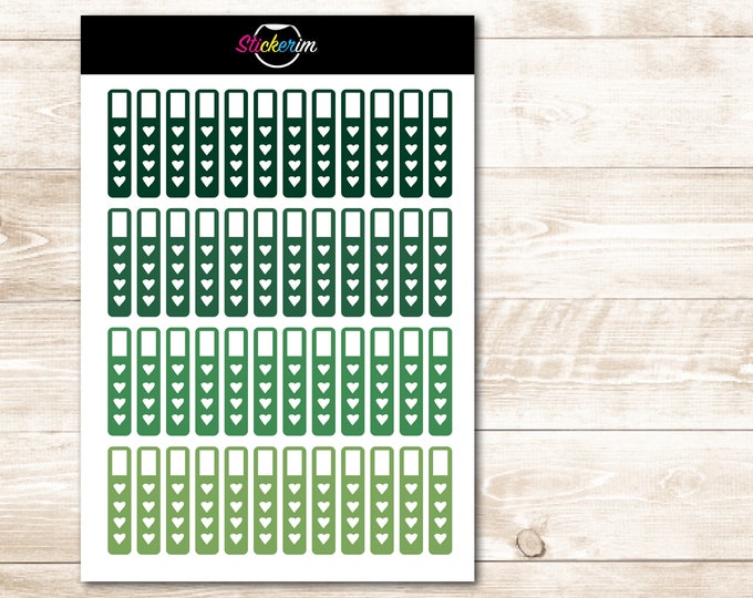 Green Heart Planner Stickers: Printable Sticker Sheet (PDF)