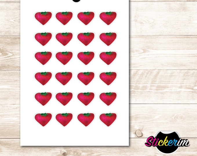 PRINTABLE- Strawberry Stickers, Planner Stickers, Bullet Journal Stickers, Scrapbook Sticker, Stickers, Cute Stickers, Strawberry, Bujo