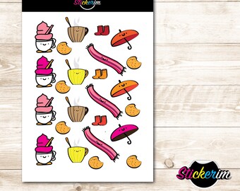 Winter Stickers, Kawaii Stickers,  Bullet Journal Stickers, Scrapbook Sticker, BUJO Stickers, Cute Stickers, Winter Lovers