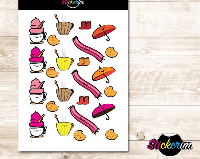 Winter Stickers, Kawaii Stickers,  Bullet Journal Stickers, Scrapbook Sticker, BUJO Stickers, Cute Stickers, Winter Lovers