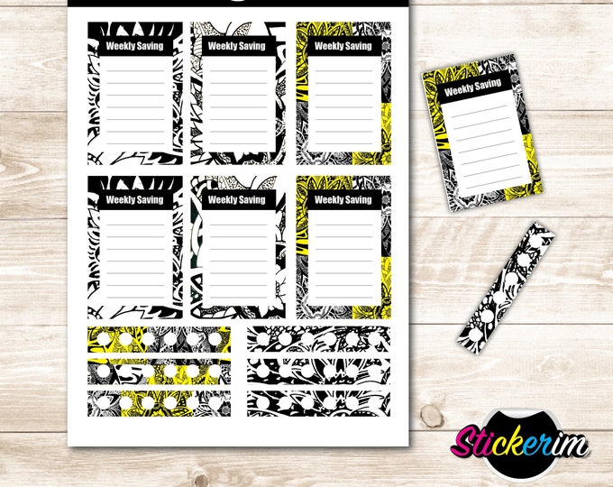 Weekly Saving Planner Stickers: Life Tracker, Bujo Stickers (PDF)