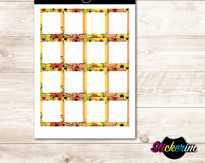 PRINTABLE- Floral Horizontal Stickers, Planner Stickers, Printable Stickers, Horizontal Stickers, Bullet Journal Stickers, BUJO Stickers