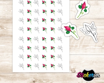 PRINTABLE- Floral Stickers, Planner Stickers, Bullet Journal Stickers, Scrapbook Sticker, Flowers Sticker, Cute Stickers, BUJO, Rose Sticker
